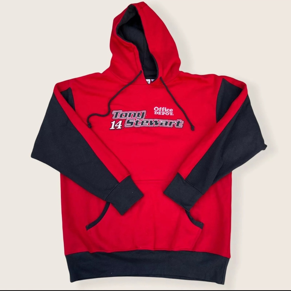 Vintage Tony Stewart Nascar Winners Circle Pullover Hoodie Size L Red EUC